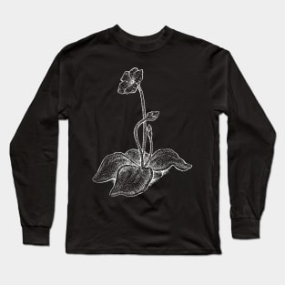 Pinguicula Butterwort Plant Flowers Botanical Drawing Flower Long Sleeve T-Shirt